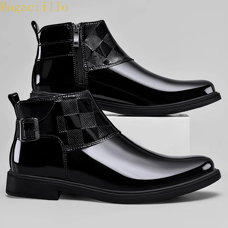 Men'S Shoes Hey Dude - أحذية رجالية سوداء لامعة من الجلد